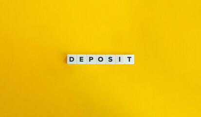 Deposit Word. Text on Block Letter Tiles on Yellow Background. Minimal Aesthetics.