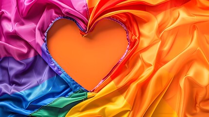 Pride day flag with heart frame, Colorful pride watercolor heart background Ai generated 