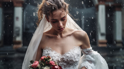 Abandoned and under the Rain Bride is Unhappy