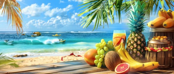 Fruits on the beach
