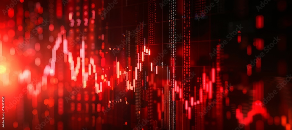 Aufkleber candlesticks pattern finance crisis chart graph stock market business background. generative ai tech