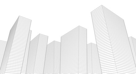 city ​​high-rise construction 3D illustration