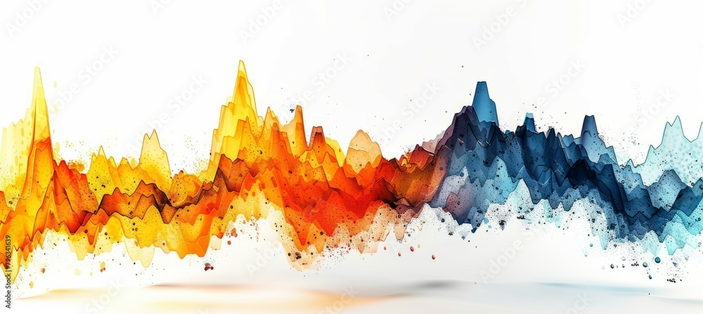 Aufkleber colorful watercolor graph data and stock market finance economy statistic visualization. generative 
