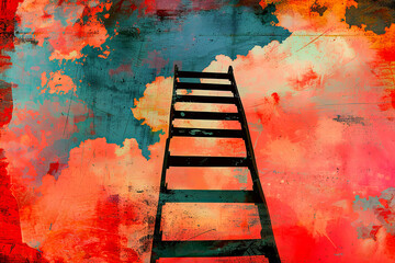 Ladder going up . Stairs to the clouds. Development concept.