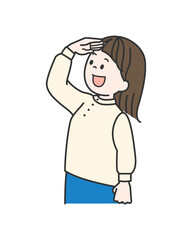 上を見上げる女性