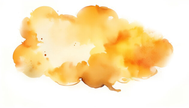 Abstract orange watercolor splash on white background, ideal for creative designs and artistic concepts, related to creativity, art, and painting workshops