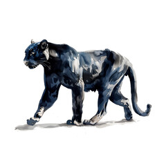 Fototapeta premium Watercolor illustration of black panther on white background