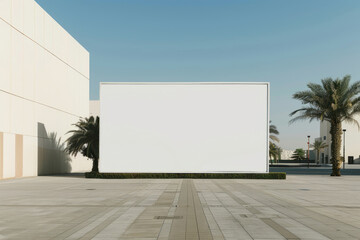 Obraz premium Large white advertising panel in front of a modern building