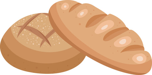 Bread Melon Loaf Basket Long Baguette Illustration Graphic Element Art Card