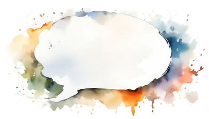 Abstract watercolor speech bubble with colorful splashes, ideal for creative communication themes, art workshops, and World Watercolor Month