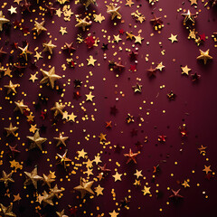 Festive Black Friday Surprise! Surrounded by golden star-shaped confetti,