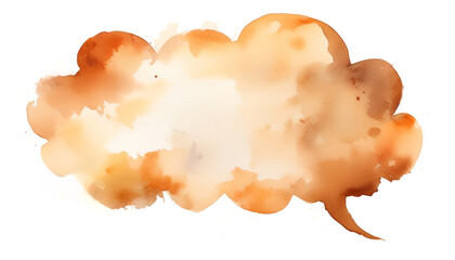 Orange and beige watercolor speech bubble on a white background, ideal for creative communication concepts and artistic design elements