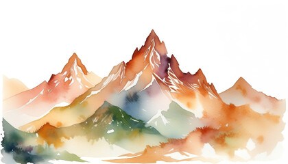 Abstract watercolor mountain range illustration, ideal for travel themes, nature backgrounds, or creative Earth Day promotions