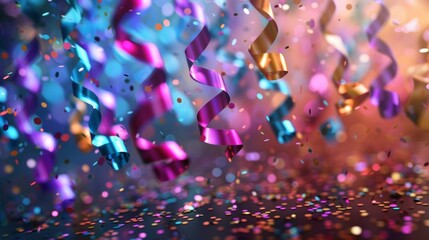 A background filled with colorful swirls and confetti representing the joy and festivity of birthdays.