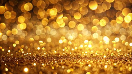 Gold colored bokeh lights background texture