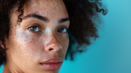 Obraz premium A woman with brown hair and green eyes
