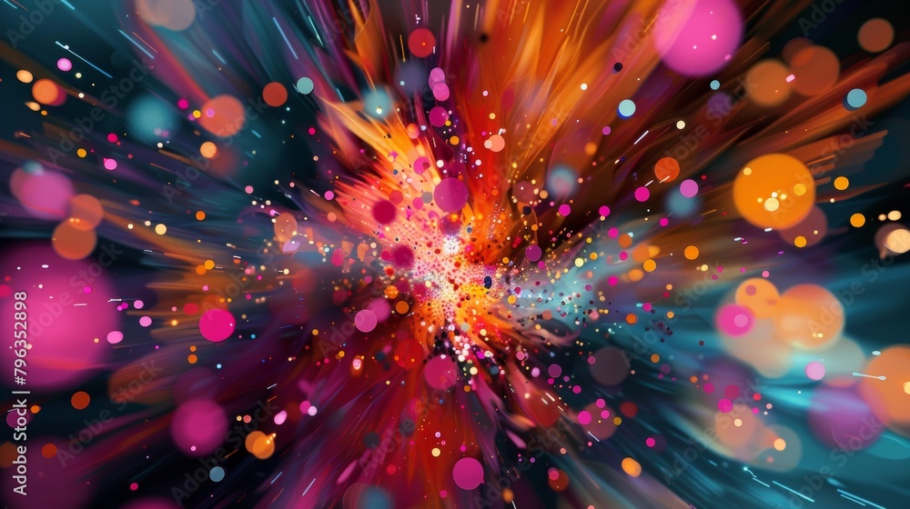 Poster a colorful, abstract image of a rainbow with many different colored lines