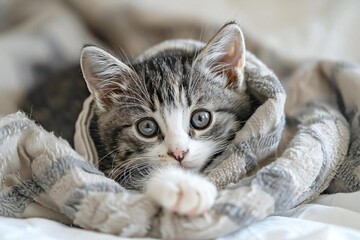 Naklejka premium cat on a bed