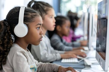 child listening to music