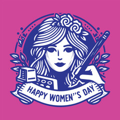 Abstract happy Women's day logo illustration abstract art, happy women's day, love vector logo design, pink colour, purple colour, logo design.