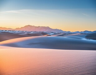 A rare, frost-covered desert scene captured at dawn