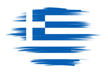 Fototapeta premium brush flag greece transparent background, greece brush watercolour flag design template element PNG file greece flag