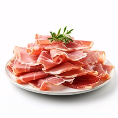 a plate of thinly sliced meat