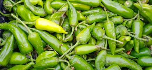 Close up of Green Chillies in the market