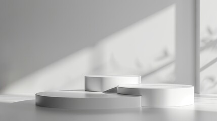 3D rendering of a simple podium against a white background, designed for minimalist product presentations