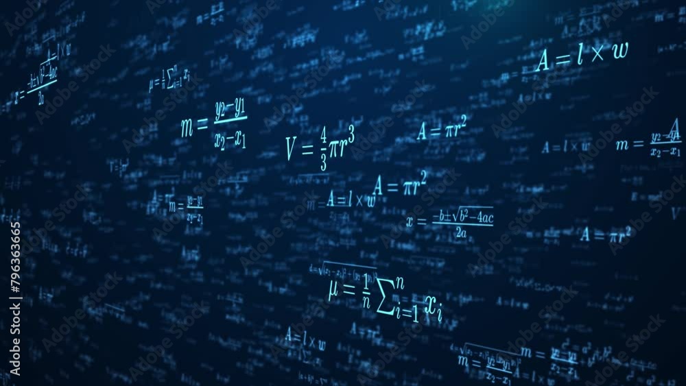 Poster abstract mathematical formulas animation background