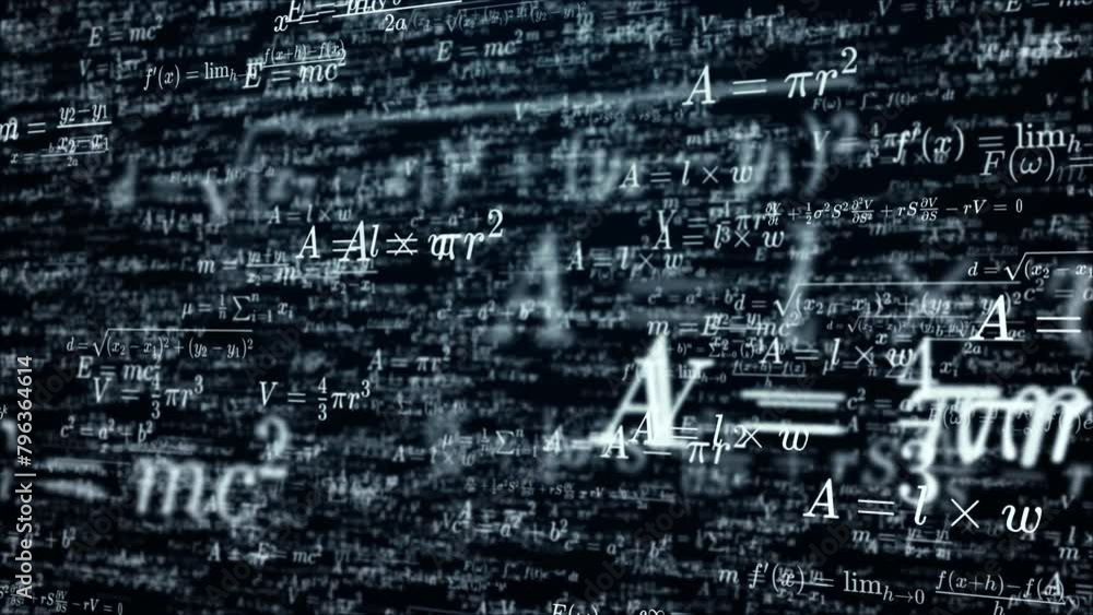 Poster abstract mathematical formulas animation background