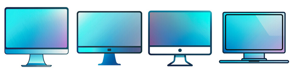 Fototapeta premium Computer clipart collection, symbol, logos, icons isolated on transparent background