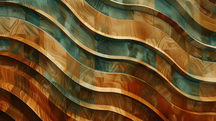 Earthy chevron waves dance over subtle stripes, weaving a dynamic abstract backdrop. - obrazy, fototapety, plakaty