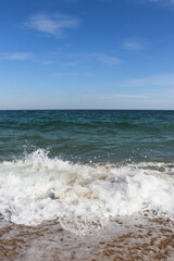 Fresh wave on the Black Sea, vacation on the seashore, the coast of the Black Sea,