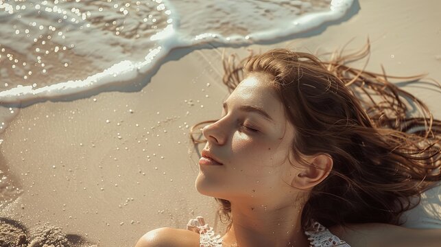 warm beach, woman on the beach, napping 