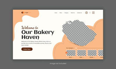 Website Landing Page for Bakery Shop, Home Page UI Design for Bakery Products, Website Banner Design, Website hero section template