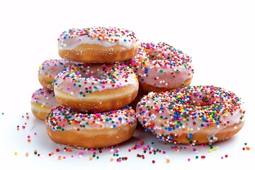 a stack of donuts with sprinkles