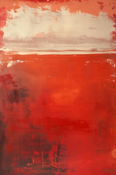 Abstract artwork in the manner of light orange and light brown gradient color blends, featuring red hue and white edges.