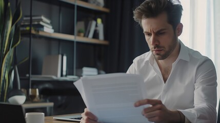Stressful Day at the Office: Young Businessman Frustrated Amidst Paperwork Pile-up