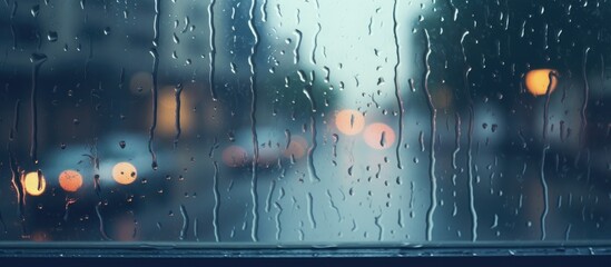 A rainy window overlooking cityscape - Powered by Adobe