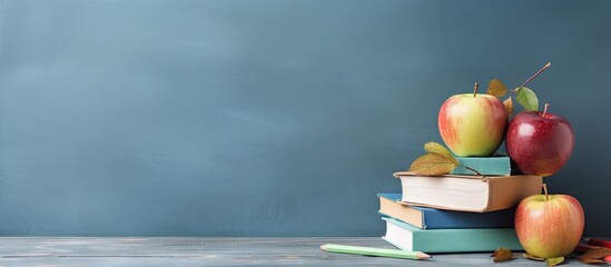 Apples, books, chalkboard: study essentials