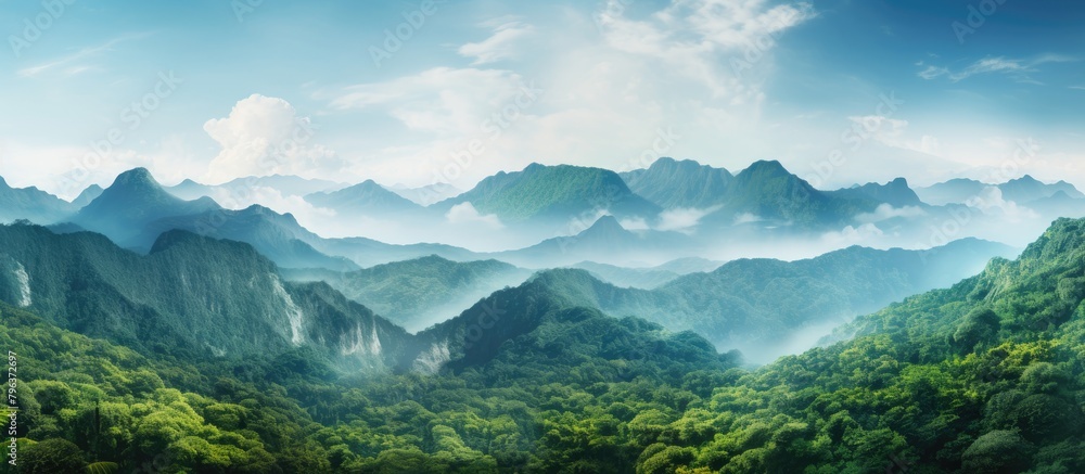 Poster mountain landscape with sparse trees