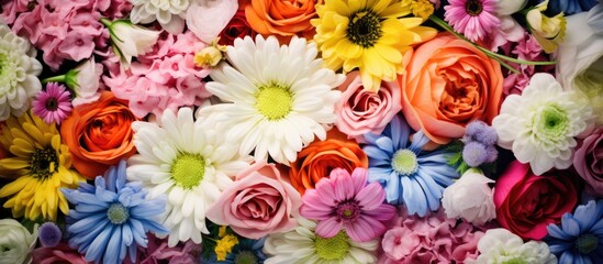 Colorful close-up of assorted flowers