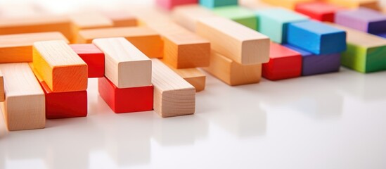Wooden blocks in a line on table
