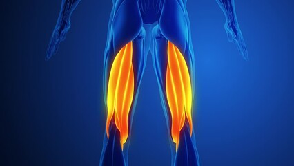 Hamstring Muscle Pain with blue background - Powered by Adobe