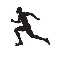 Fototapeta na wymiar Vector silhouette of a male athlete running. Flat cutout icon of a sports person