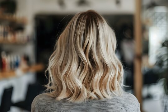 Before and After: Blonde Woman's Hair Color and Cut Transformation at Salon. Concept Hair Transformation, Salon Makeover, Blonde Ambition, Before and After, Stylist Spotlight