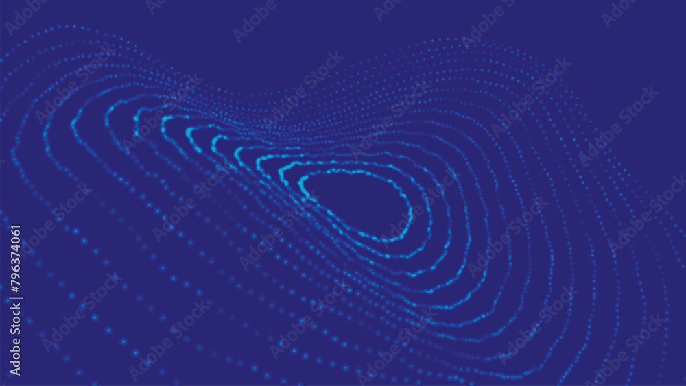 Poster technology background. abstract circular wave of particles. futuristic dotted wave. visualization of