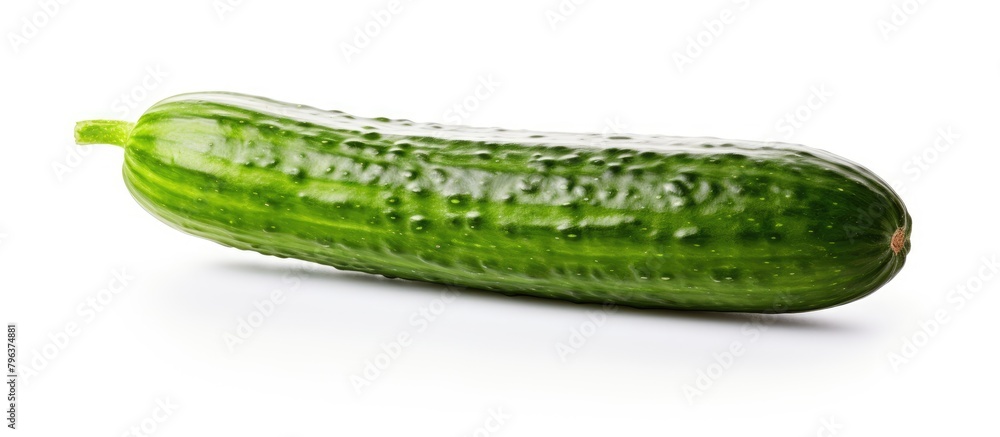 Poster close up of cucumber on white background