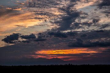 Dirty sunset summer evening nature